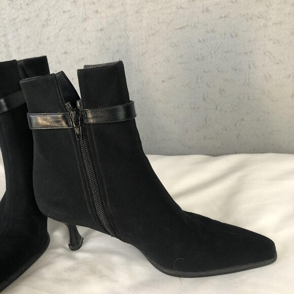 Stuart Weitzman Boots Womens Size 5 Black Gore-Tex Ankle Kitten Heel Pointed Toe - Picture 15 of 16